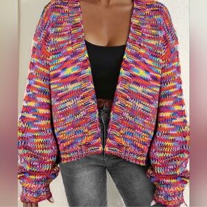 Colorful drop shoulder cardigan -new